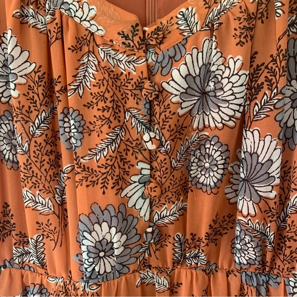 Madewell Sheer-Sleeve Button-Front Midi Dress in Gathered Blooms - Picture 11 of 14